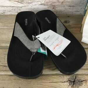 Aerothotic Womens Recovery Flip Flops Sandals Black/Grey Size 9